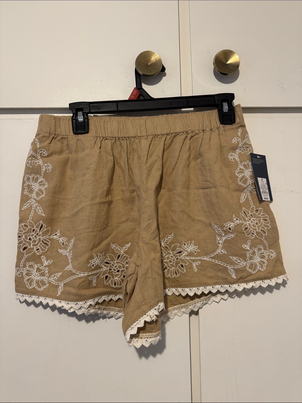 Universal Thread Tan Embroidered High-Waist Shorts
